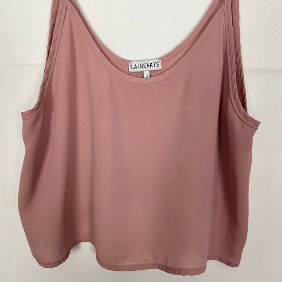 LA Hearts Chiffon Pink Cropped Tank Top - Picture 3 of 8